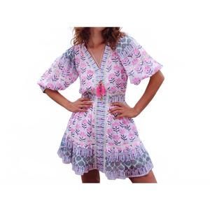NEW BELL BY ALICIA BELL ann mini dress in fuschia navy flower